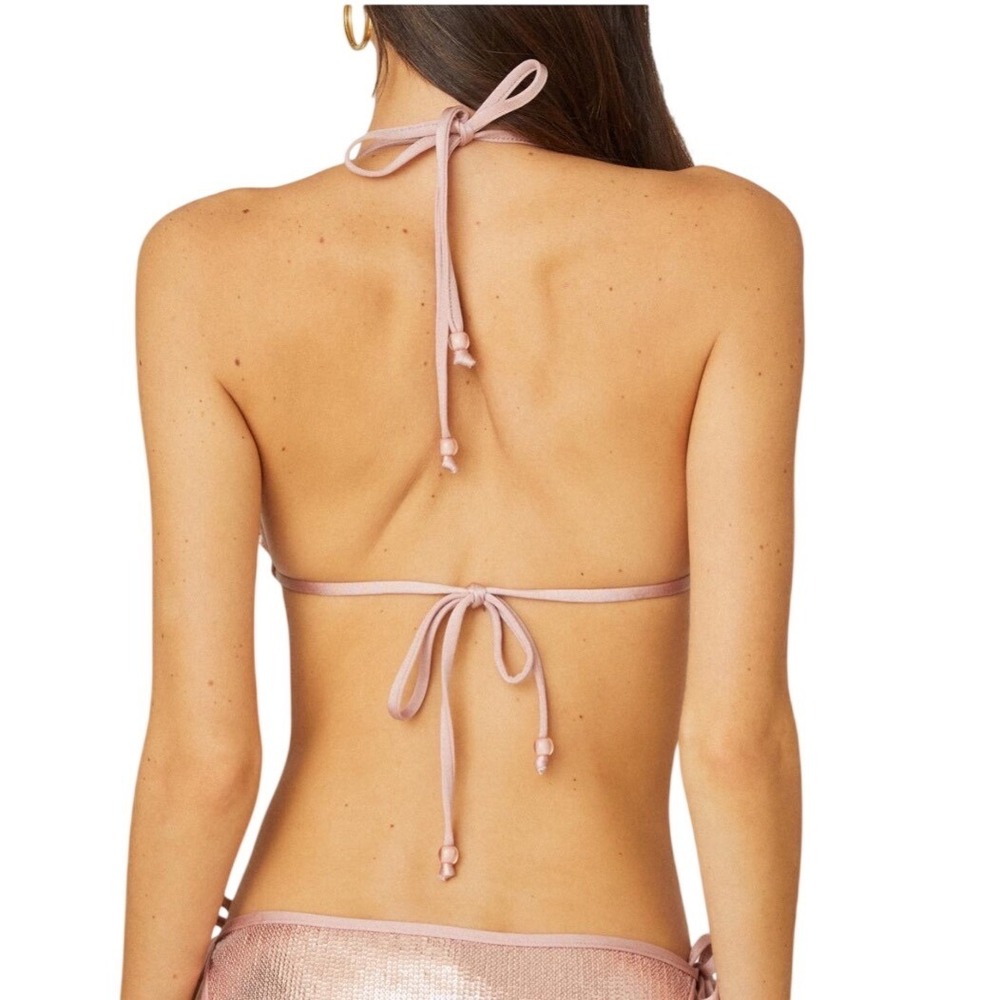 NWT Shoshanna Bikini Top Swimsuit C/D Rose Gold Sequins MSRP $175 - Picture 2 of 4